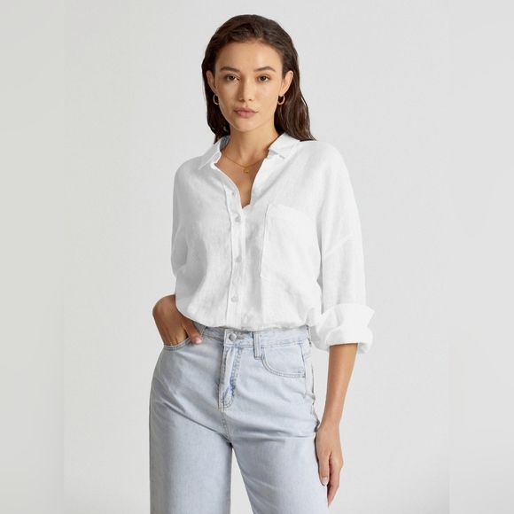 Drop Shoulder Relaxed Fit Linen Button Up Shirt - Picture 3 of 8